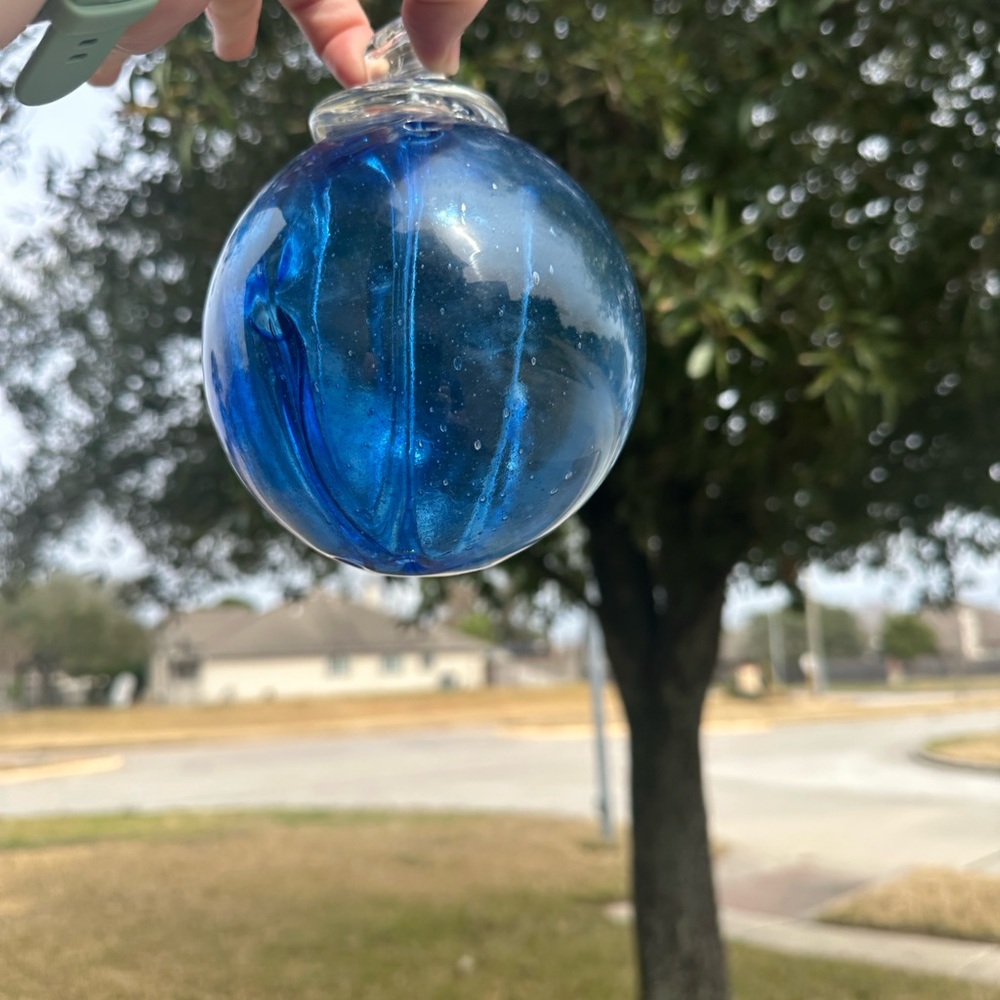Hand blown Blue Glass witch ball